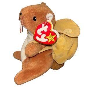 Ty Beanie Babies 1996 Nuts the Squirrel with tiny BACKPACK! Rare Errors.